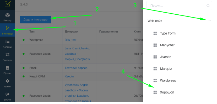 Підключення Хорошоп у LeadBox